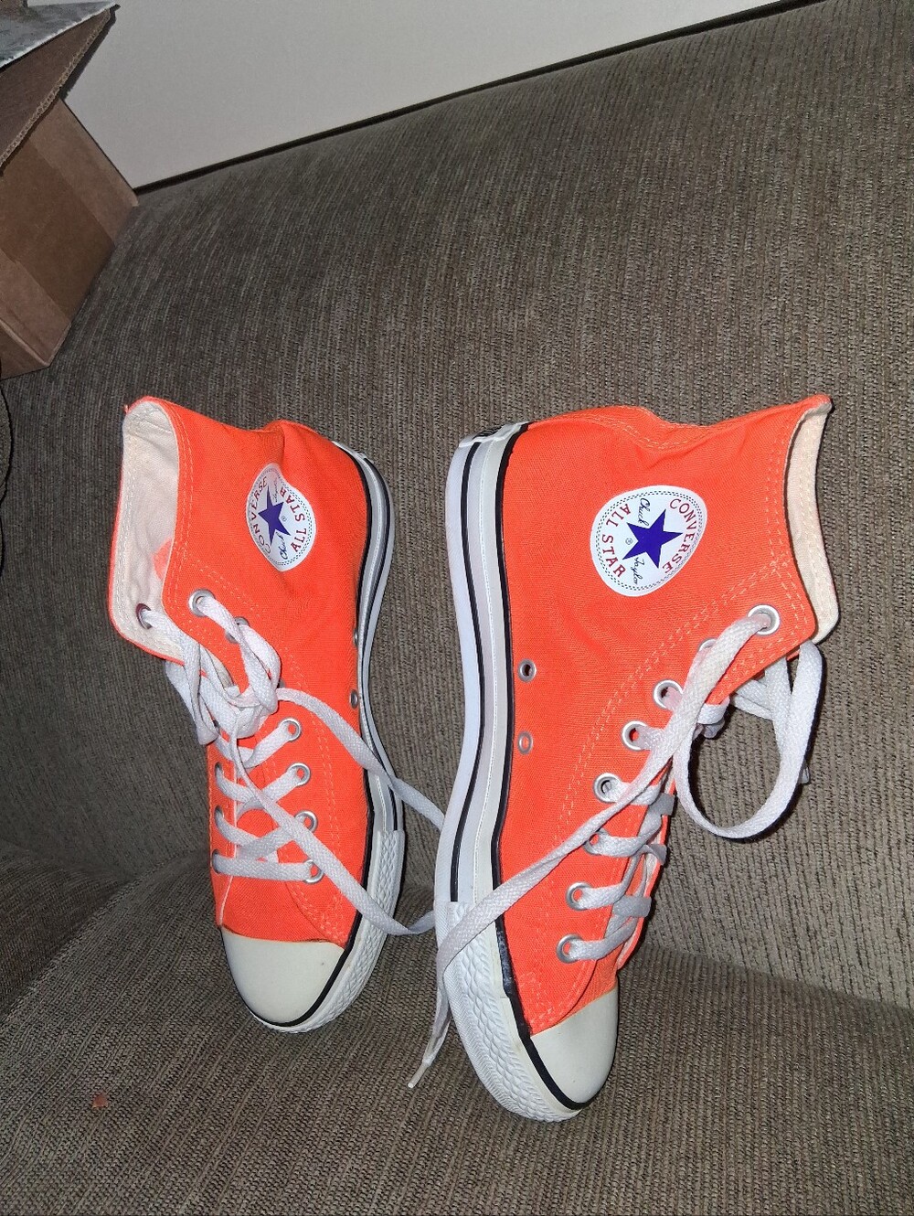 Converse High Top Neon Orange Shoes